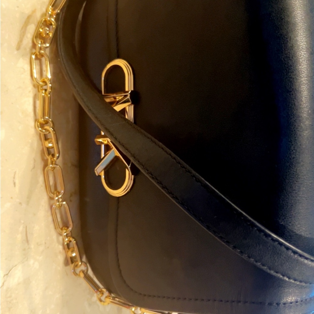Michael Kors Black Shoulder Bag with Gold Accents